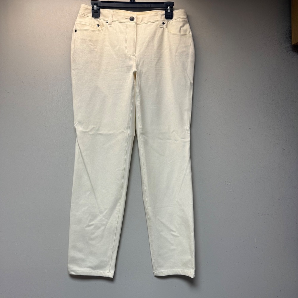 Chico's So Slimming Pants Womens 0.5 Short Cream Straight Leg Excellent 15452